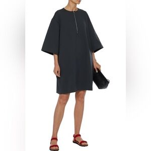 THE ROW Latif Black Scuba Zip Neck T-Shirt Dress Small Oversized